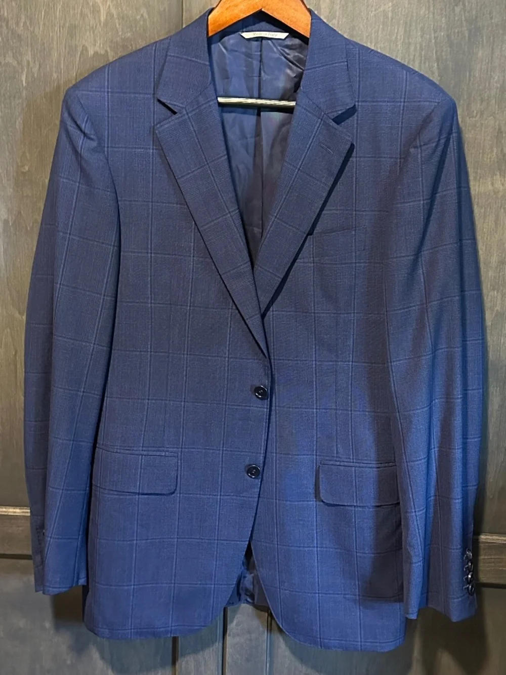 Canali 1934 Impeccabile Wool Classic Fit Navy Blue Tonal Plaid Suit Jacket 40R